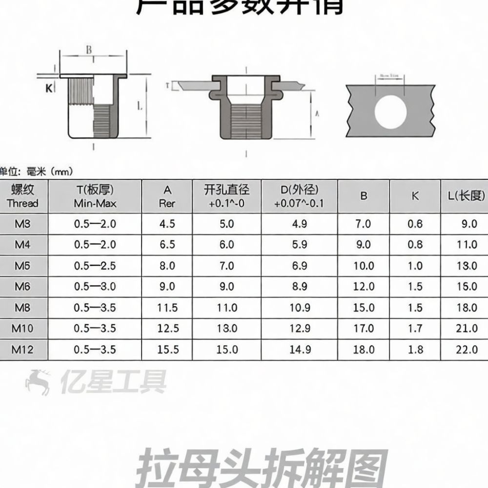 Rivet Setter Tool - プロ仕様のリベット工具セット。M3～M12のねじ込みナットに対応。手動式で、炭素鋼製の耐久性に優れた修理用具。