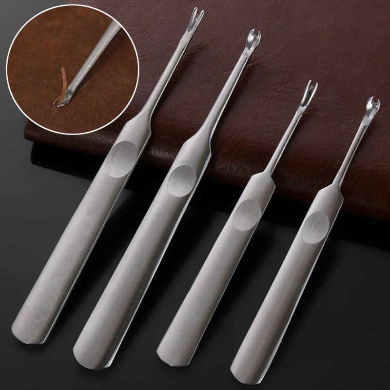 Groover Stitching Tool - 手作りのグルーバーパンチングツールキット、ホールパンチャー、エッジベベラー、UおよびV字型レザー、レザークラフト、4個