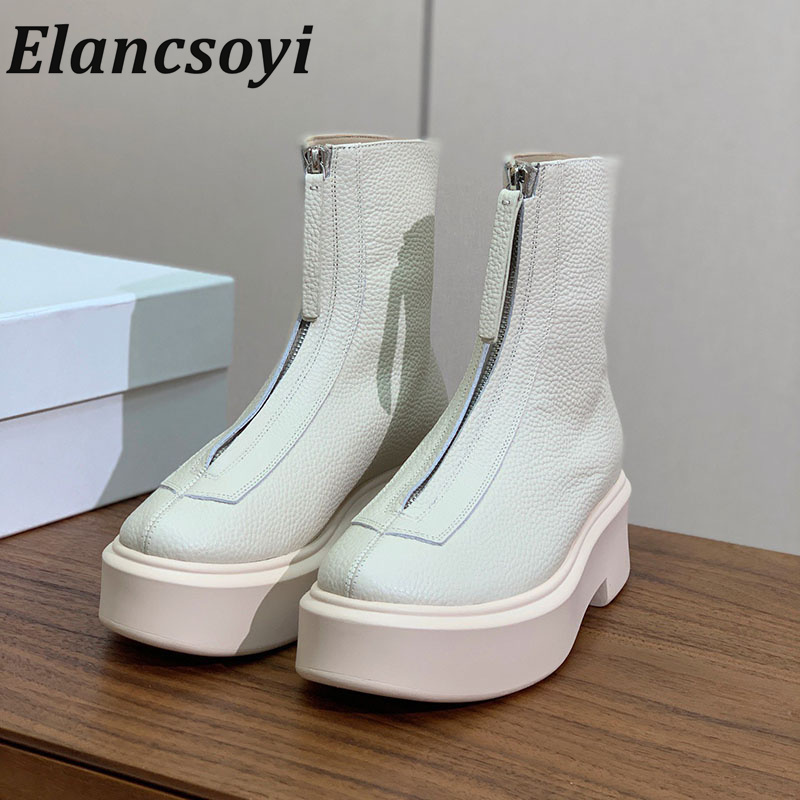 2026年秋冬新作、女性用、丸い先芯、レザー素材、ジッパー付 - Leatherwork Designs のレビューと価格