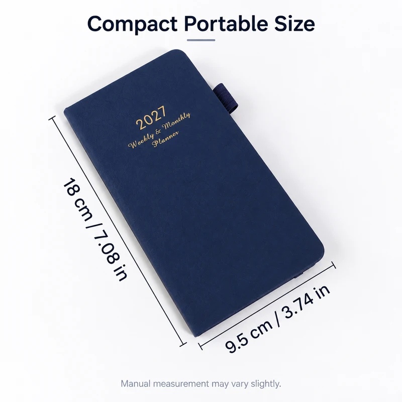 2027年版 週間・月間ポケットプランナー、ペンホルダー付き - Leather Work Diary Covers のレビューと価格